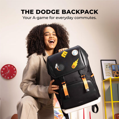 MOKOBARA The Dodge Backpack | Water-Resistant Nylon With Vegan Leather Trims | 15.6” Laptop & Tech Compartment | Organised Travel & Commute Bag | Black | 21L