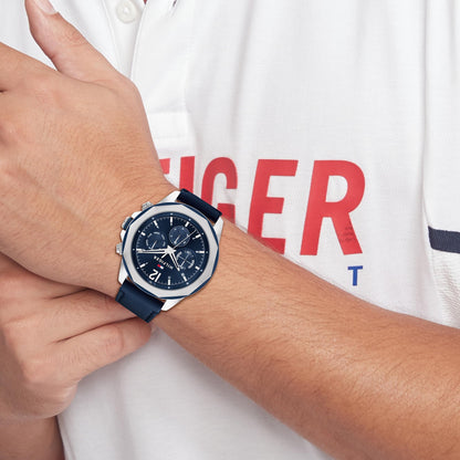 Tommy Hilfiger Analog Navy Dial Leather Strap Watch for Men