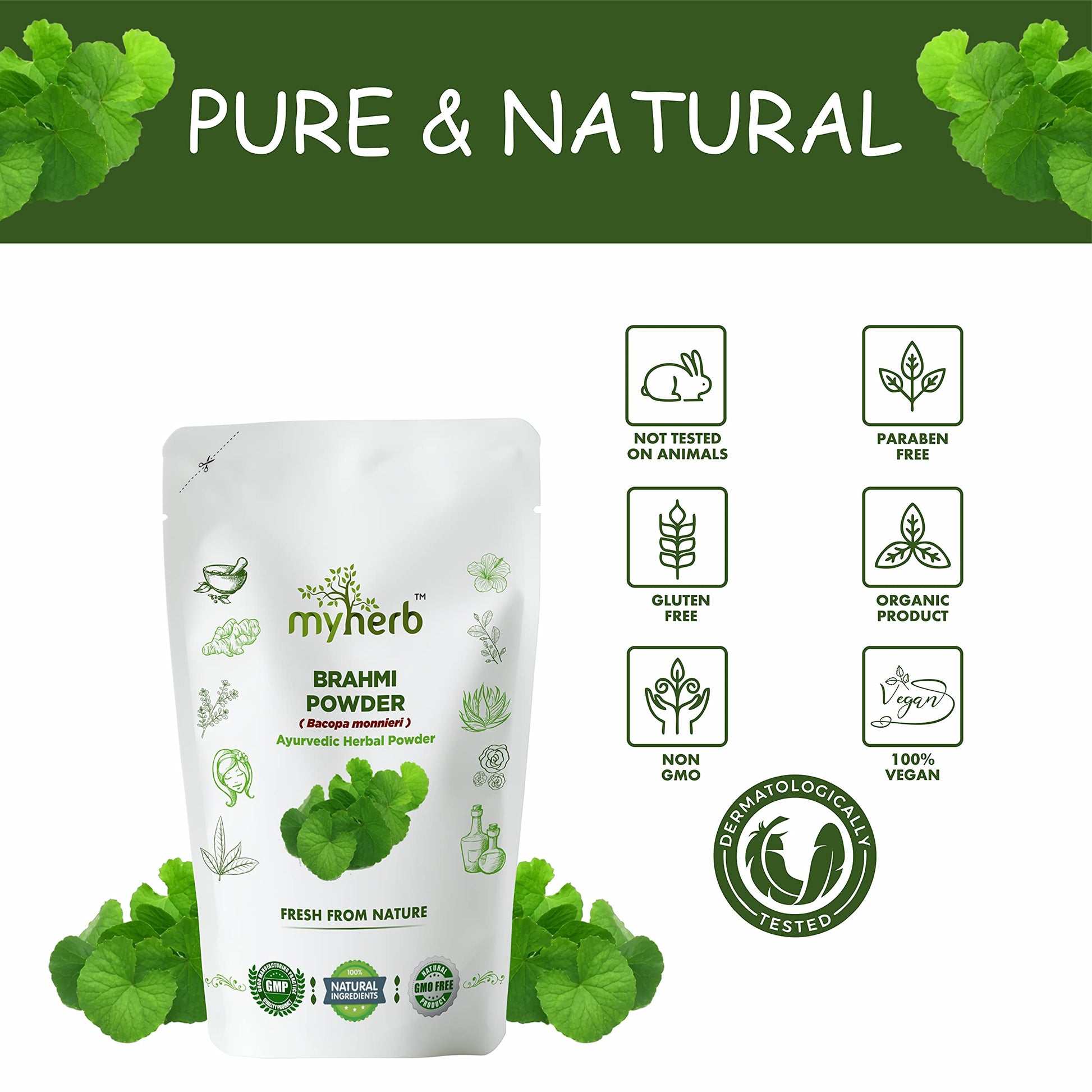 MYHERB Pure Natural 100% Organic Brahmi (Bacopa Monnieri) Powder || 227- image 3