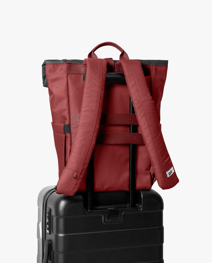 DailyObjects PET Charcoal-Red Clay Miles Roll Top Backpack (17L) for Office & Daily Use| 100% Recycled | Travel Bag | Fit any Laptop Upto 14 Inch | Multifunctional Adjustable Straps & G-Hook closure