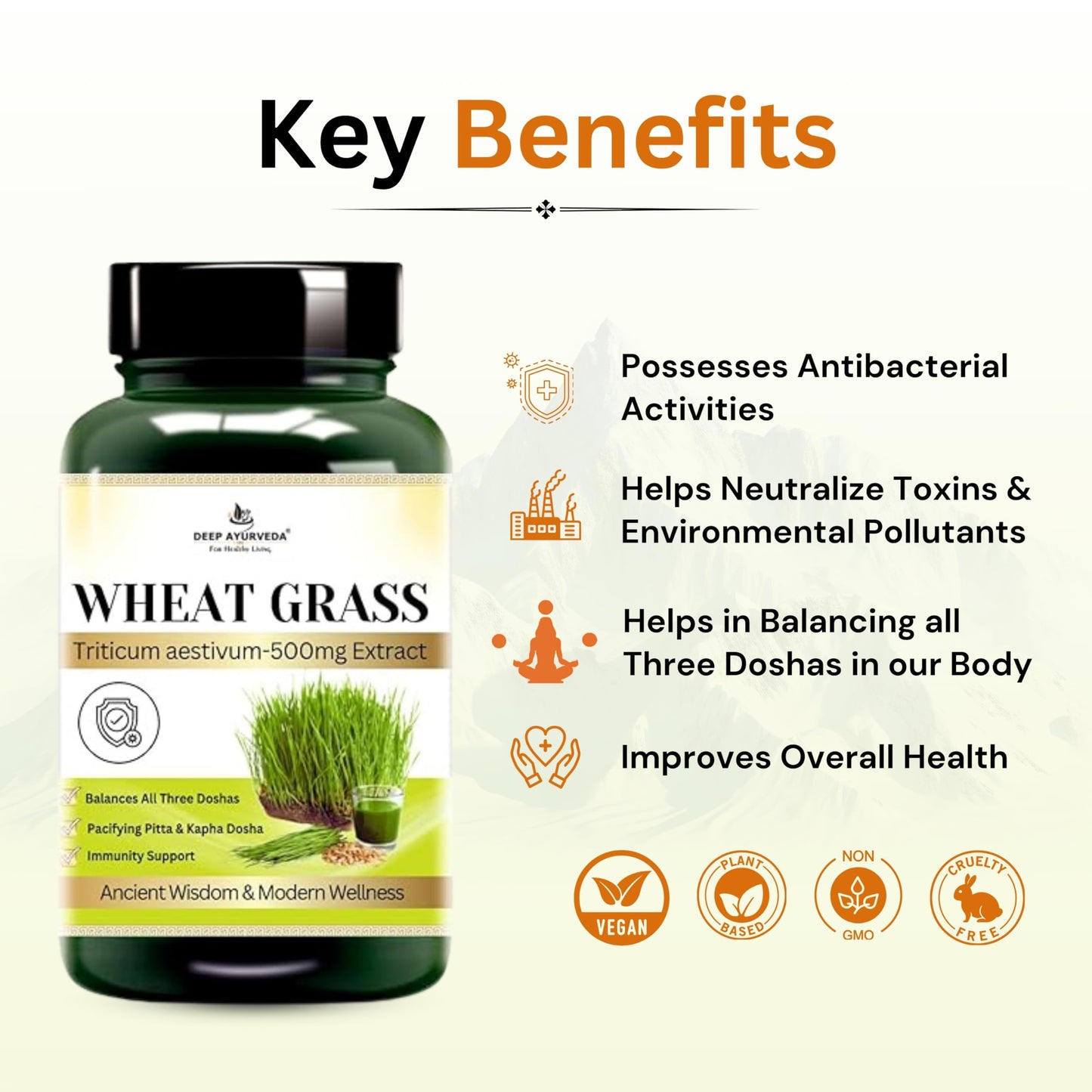 Deep Ayurveda Wheat Grass Vegan Capsules