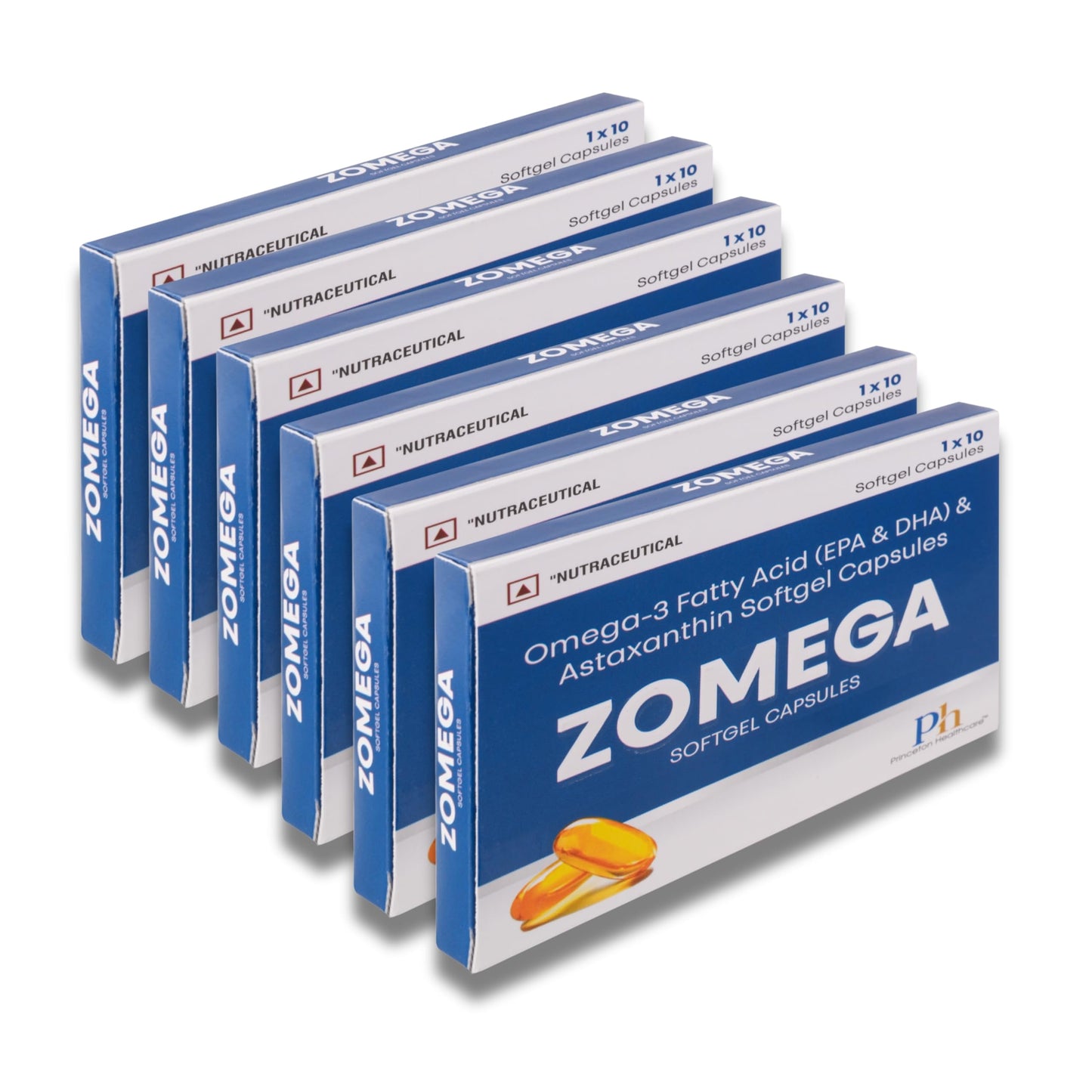 ZOMEGA Omega-3 Eye Health Softgel Capsules with Lutein, Zeaxanthin & Astaxanthin | Vision Support, Blue Light Protection & Retinal Health | Advanced AREDS-Inspired Formula | 10 Softgels (Pack of 6)