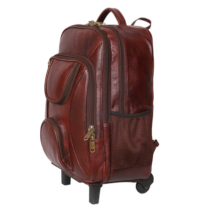 C COMFORT Leather Backpack Bag for Men and Women | Brown Trolley Backpack | Shoulder Backpack