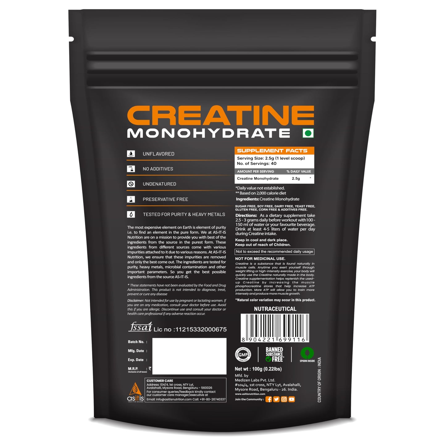AS-IT-IS Nutrition Creatine Monohydrate 100gms | USA Labdoor Certified- image 6