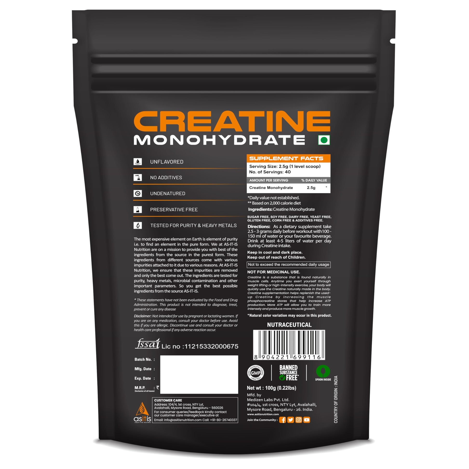 AS-IT-IS Nutrition Creatine Monohydrate 100gms | USA Labdoor Certified- image 6