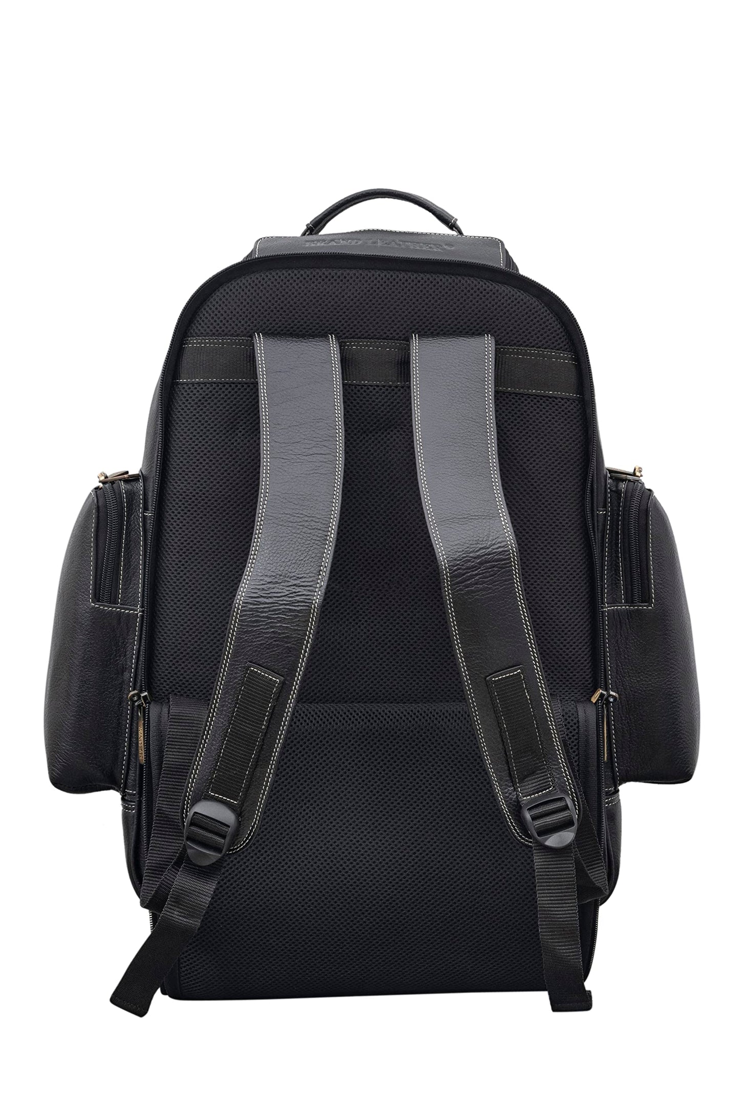 BRAND LEATHER Rolling Backpack Wheeled Laptop Backpack for Travel, Trolley Luggage Suitcase Compact Business Bag Student Laptop Bag for Men Women (Black)