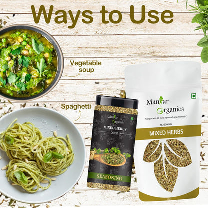 ManHar Organics Mixed Herbs Seasoning 1KG - Perfect for Soups, Salads, and Roasted Dishes | Non-GMO, Flavorful Herb Blend | Natural Blend of Thyme, Oregano, Basil, and More | Pizza Pasta Seasoning |