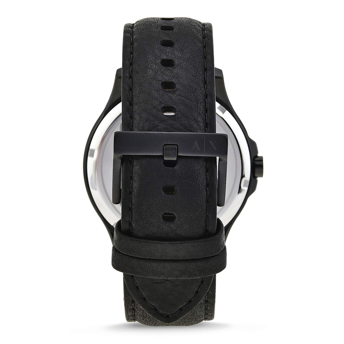 Armani Exchange Leather Analog Black Dial Men Watch - Ax2400, Black Band