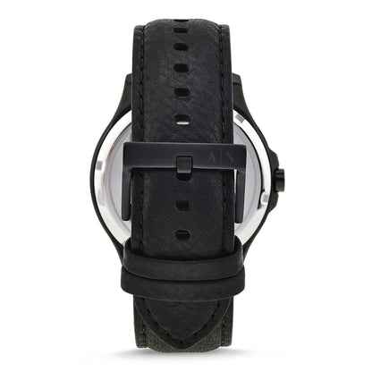 Armani Exchange Leather Analog Black Dial Men Watch - Ax2400, Black Band
