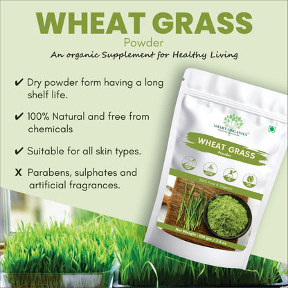 Smart Organics Wheatgrass Powder – 100% Organic – Superfood – Rich in Chlorophyll & Nutrients (100 g)