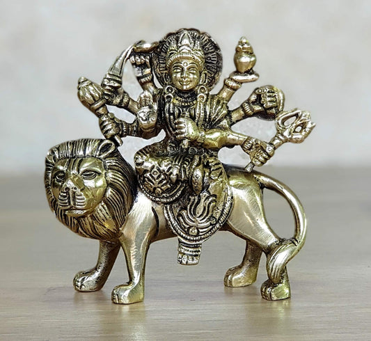 ESPLANADE Brass Maa Durga murti for Home Mandir and Home Decor (4.6 Inches)
