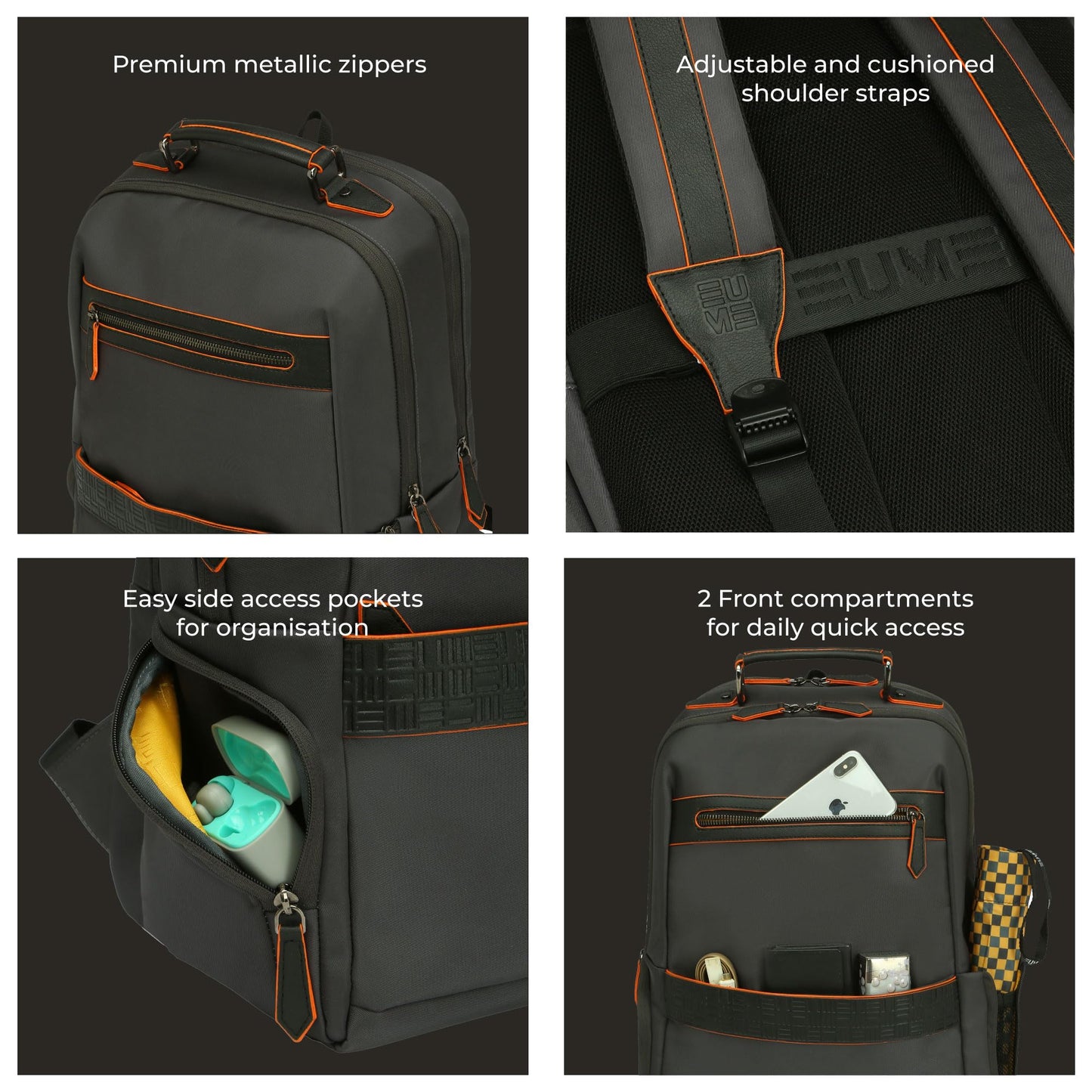 EUME Alpha 27L Laptop Bag for Men,Volcanic grey | 2 Large Compartment o- image 8