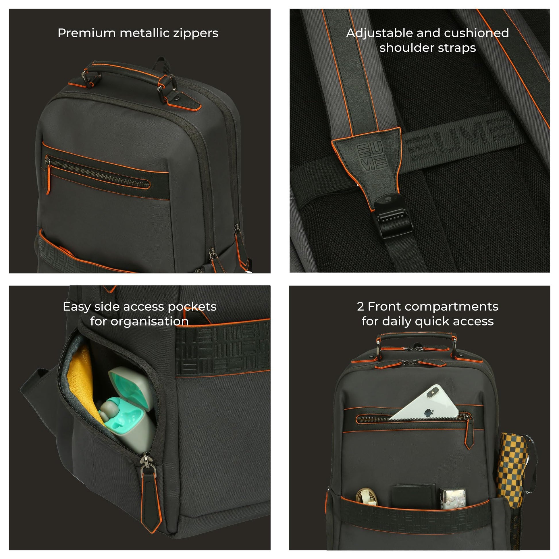 EUME Alpha 27L Laptop Bag for Men,Volcanic grey | 2 Large Compartment o- image 8