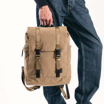 DailyObjects Taiga Backpack (19L) Ultra Light Office/Travel Laptop Backpack (19L) for Men & Women with 15inch Compartment, Water-Repellent, Multi-Pocket, Bottle Holders with Trolley Strap- S& Beige