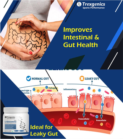Trexgenics L-GLUTAMINE Pure Powder (50 Servings) Muscle Building Block for Strength & Growth, Leaky Gut Health, Immunity (250 gm) (Pack of 1)