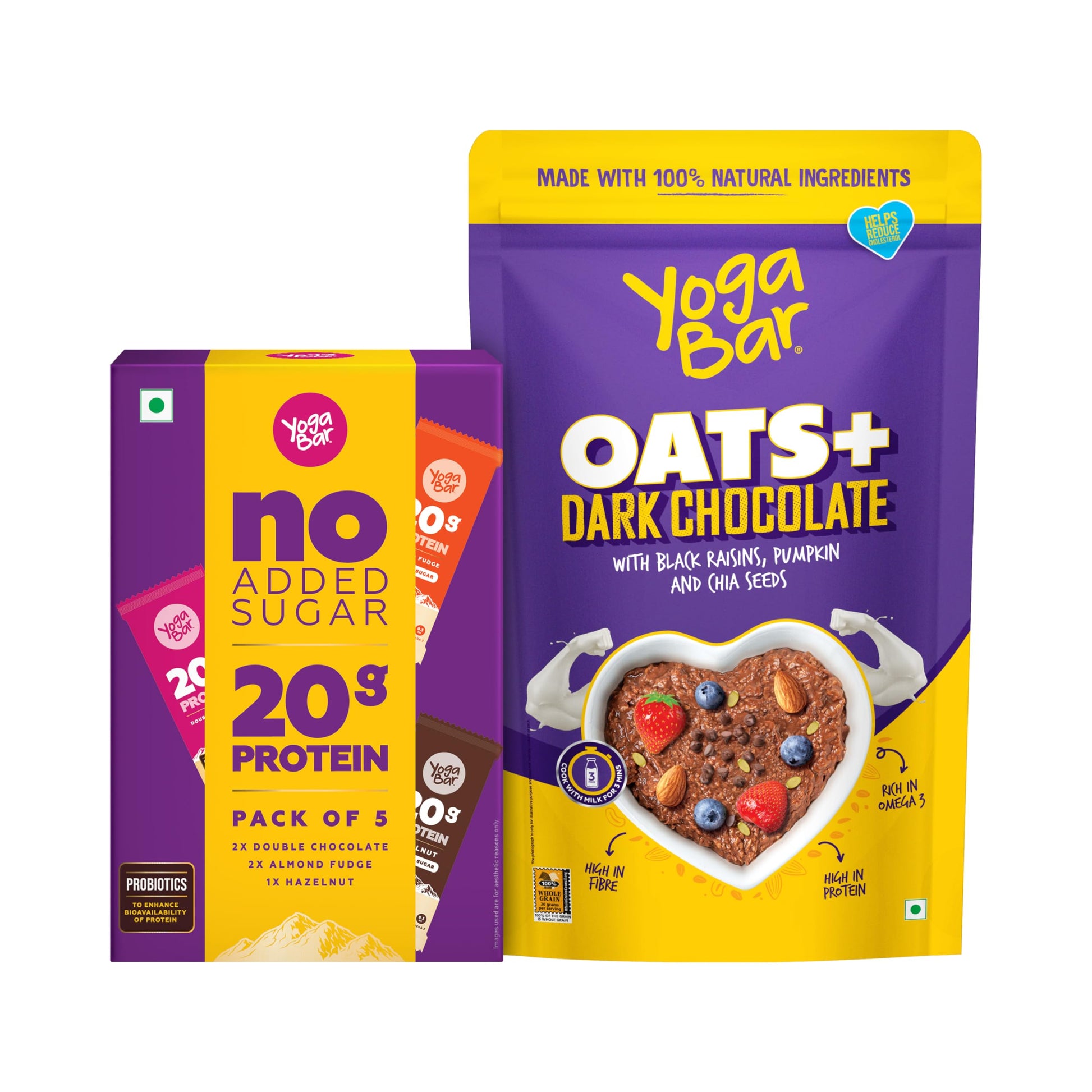 Yogabar Protein Bar Variety Box - ( Pack of 5 Bars ) | Dark Chocolate Flavour Pr
