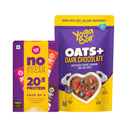 Yogabar Protein Bar Variety Box - ( Pack of 5 Bars ) | Dark Chocolate Flavour Pr