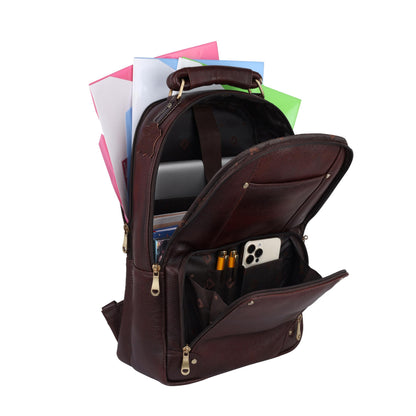DORPER MONEY HILL Genuine Leather Backpack laptop Bag Stylish Durable Office Use Professional Bag for Men Women (ELITE BROWN, Leather)