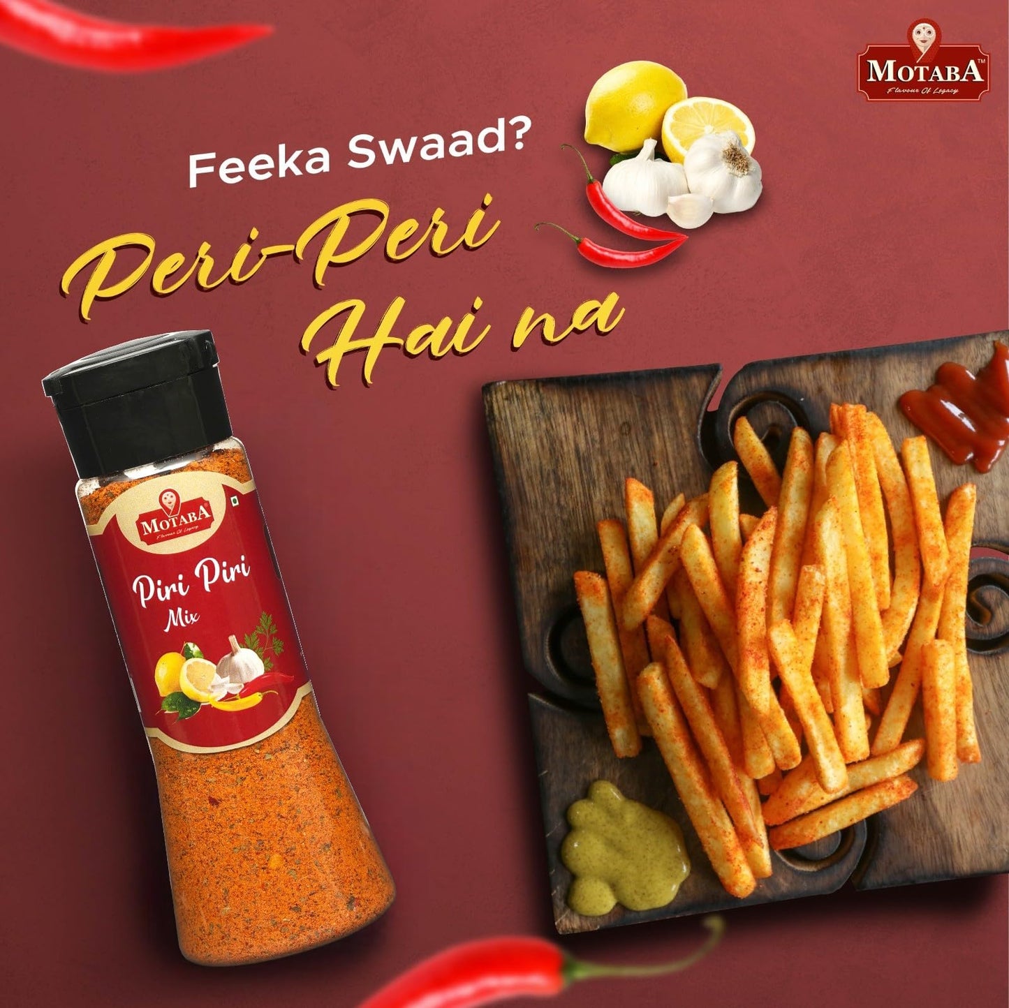 Motaba Piri Piri Spice Mix 100g Jar | Exotic Spices | Multi-purpose Seasoning | Zero added Colours, Fillers, Additives & Preservatives -(100 Gram_Jar)