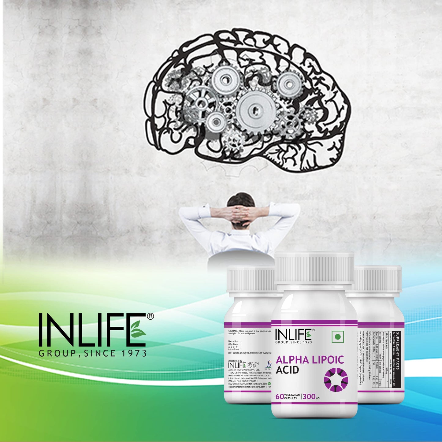 INLIFE Alpha Lipoic Acid ALA 300mg, Universal Antioxidant Supplement, Nerve Health & Energy Support, Men Women, 60 Veg Capsules (Pack of 1, 60)
