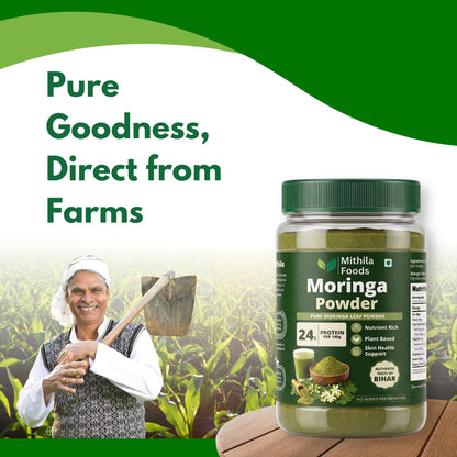 MITHILA FOODS Moringa Powder 200g | Munga Greens, 100% Pure Moringa Leaf Powder | Nutrient-Dense Antioxidants, Vitamins & Minerals | Energy, Immunity & Daily Wellness | Authentic Taste of Jharkhand