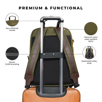 EUME Asher 32L Laptop Bag for Men | 2 Large Compartment | Fits Up to 15.6" Laptop | Nylon Fabric Travel Backpack | Travel Backpack for Men & Women