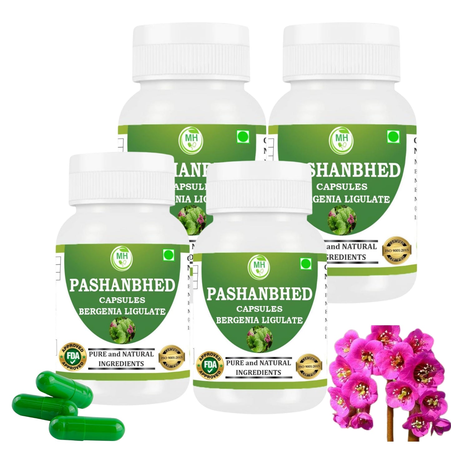 Morsan healthcare Pashanbhed Capsules | Ayurvedic Herbal Formula with Bergenia ligulata | Plant-Based Supplement | Vegan | 60 Veg Capsules | Traditional Botanical Ingredient | pack of 4