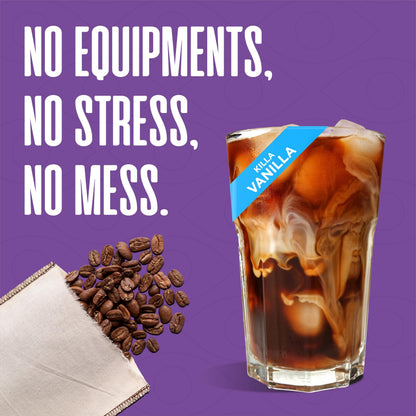 ODD COFFEE ROASTERS Vanilla Cold Brew Coffee Bags | 5 Bags Makes 15 Cups | Easy 3-Step Overnight Brew | No Equipment Needed | 100% AAA Grade Specialty Arabica | Sourced from Chikmagalur