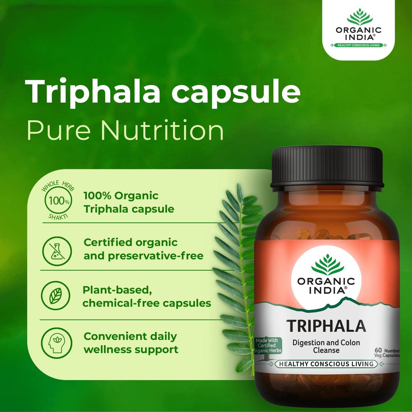 Organic India Triphala 60 Capsules Bottle- image 6