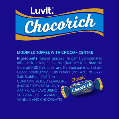 LuvIt Chocorich Assorted Eclairs Birthday Party Gift Chocolate Combo - Hazelnut, Dark Choco, Classic & Chocorich Chocolate Eclairs 1807gm - Pack of 4