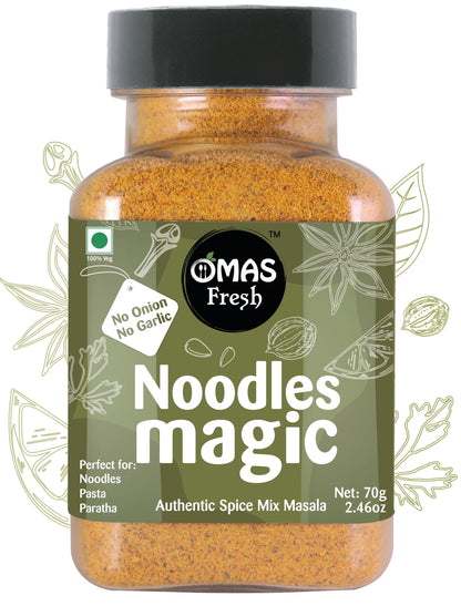 Omas Fresh No Onion, No Garlic Noodles Magic Authentic Spice Mix Masala Powder 70G | Jain Masala Best for Making Noodles, Pasta, Paratha, Wrap, 0.068 Kg