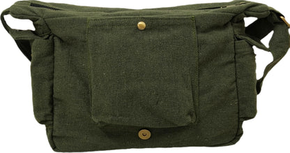 PAPYRUS String Homes Unisex PAPYRUS Handmade Messenger Bag/Pure Cotton Canvas/Brass Zipper/Antique Color Metal Fittings/Washable/Longlasting (OLIVE GREEN, MEDIUM LARGE)