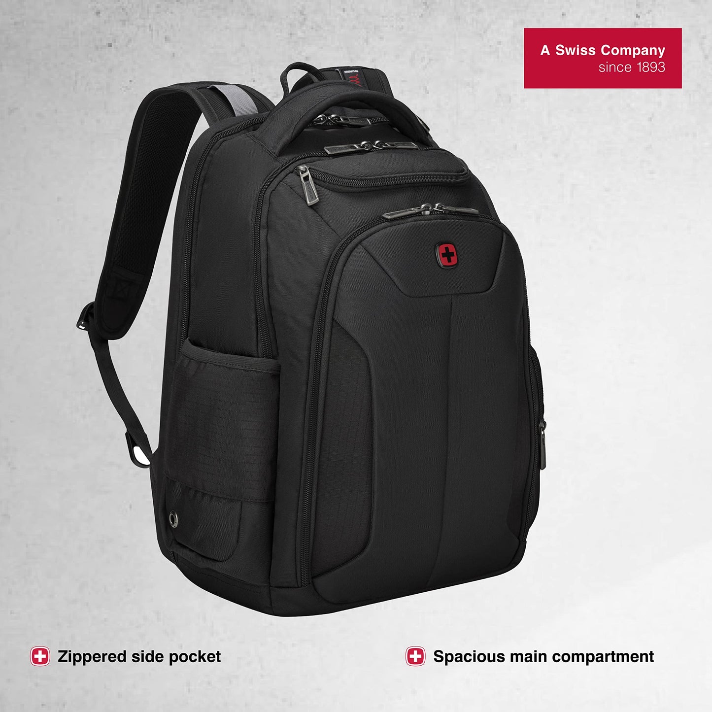 WENGER 17.5" ScanSmart Laptop Backpack, 30 Litres, Black, Swiss Designed-blend of style & function, 612014