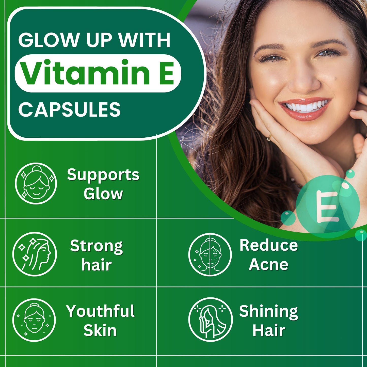 ABHEDA HEALTHCARE Vitamin E 400mg - 60 Softgels - Promotes Healthy Hair, Skin & Nails - Potent Antioxidant, Supports Immune & Skin Health