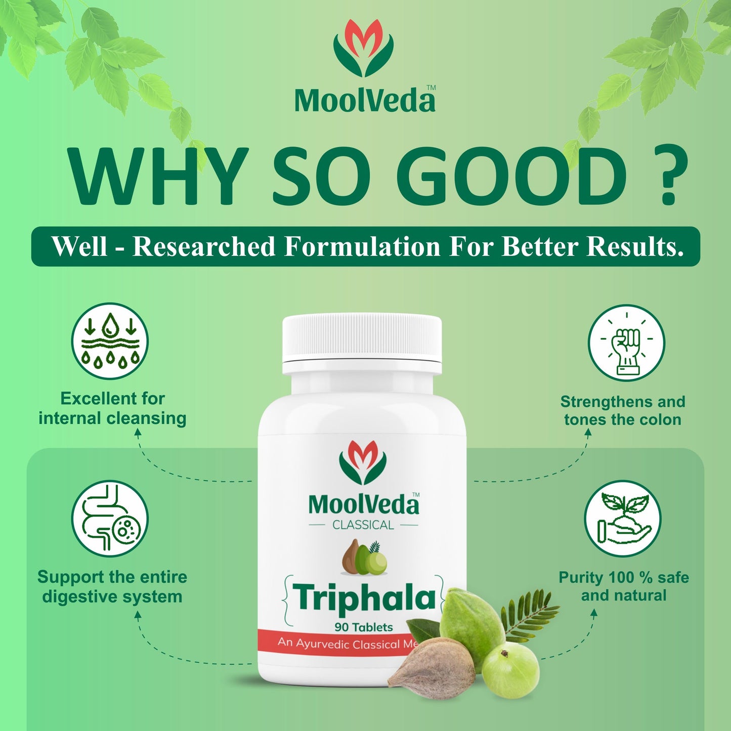 Moolveda Triphala Tablets | Uses For Digestion, Constipation and Detox- image 5