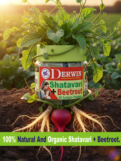 DERWIN Micronised Shatavari & Beetrout Powder | 100% Ultra Fine Herbs & 0% Sugar | Others Brands 20% Shatavari + 80% Sugar | Ultra Micronise Technology | Milk Booster for New Mothers | Female Tonic And Herbal Health Suppliment | Natural Lactation Supprt |