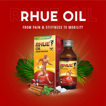 RHUE Strong Pain Relief Oil 100ml Pack of 2 | Ajwain, Mustard & Clove Oil Extract With Natural Herbs | Ayurvedic Massage Tel For Knee/Legs/Shoulder/Neck/Back & Joint | Ointment For Men & Women
