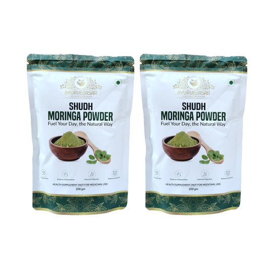 AYURVEDASAR Shudh Moringa Powder 100g | Improves Stamina & Vitality, Rich in Vitamins & Minerals | Herbal Supplement for Daily Use Naturally Boost Energy Level | Pack of 2