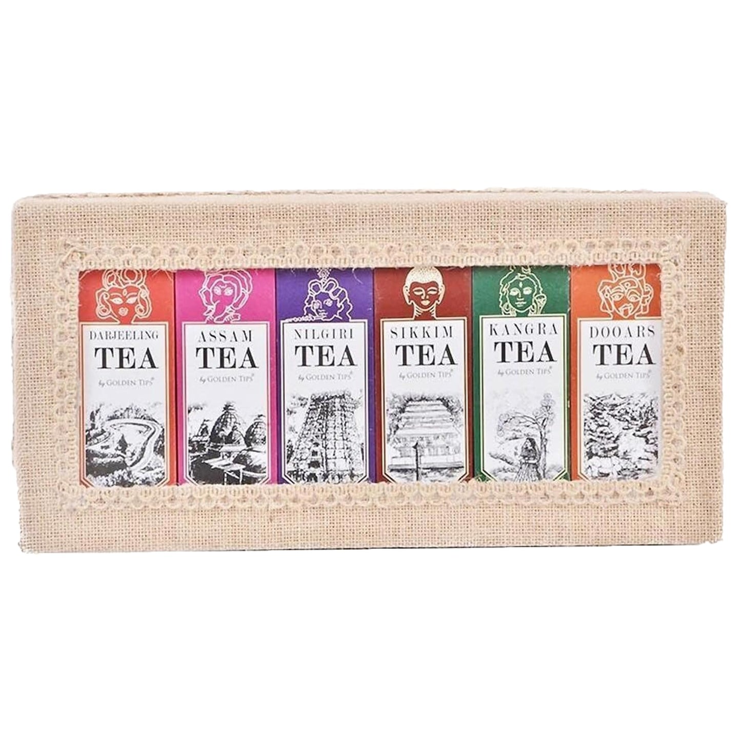 Golden Tips Finest Gift Box Loose Leaf Black Tea Darjeeling, Assam, Nilgiri, Sikkim, Kangra and Dooars, Gourmet Tea in Eco-Friendly Packaging, Gift for Festive Gifting, Birthdays, Valentine & Corporate Gift