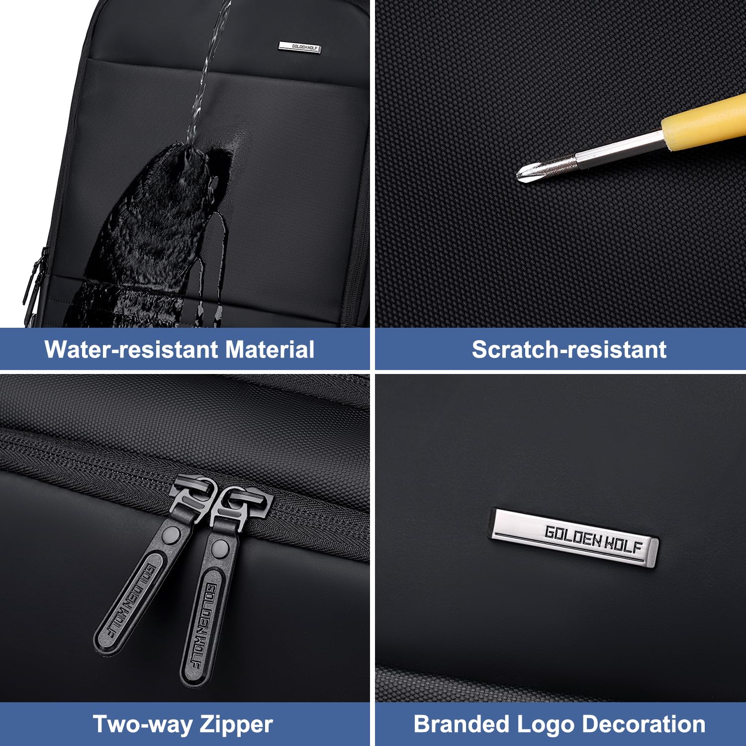 GOLDEN WOLF Travel Backpack for Men 44L Heavy Duty Laptop Backpack Expa- image 3