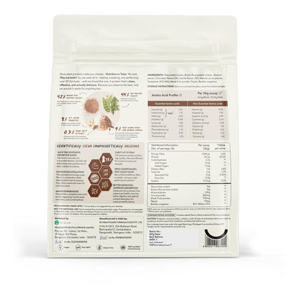 Happy Cultures 26g Tastiest Plant Protein| Chocolate, Almond Chunks & Ashwagandha (KSM 66)| Pea & Brown Rice Protein Isolate| No Added Sugar| Vegan| 20 Complete Amino Acids| Monk Fruit Extract| Women & Men| No Bloating, Easy to Digest| Dairy Free with Pro