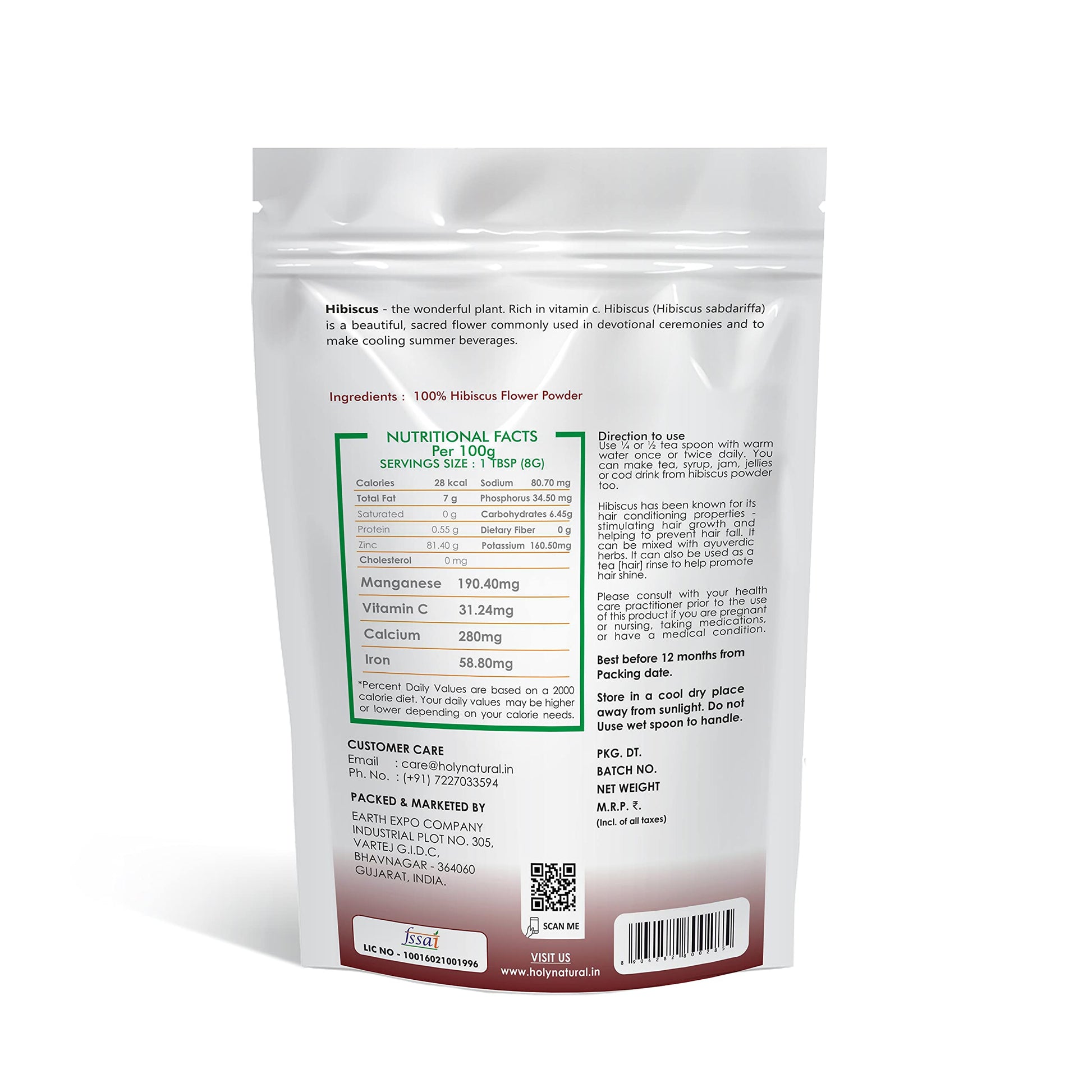 Holy Natural Hibiscus Powder (100gm), Hibiscus Sabdariffa, Rosella flow- image 4