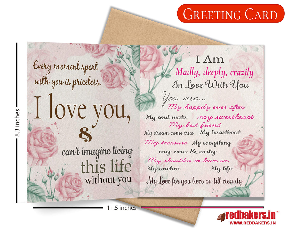 Redbakers.in I Love You 12 Chocolate Gift Box & Greeting Card Combo (LovofmyLife), 180 gram