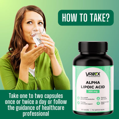 VREEX ALA 300 mg | Alpha Lipoic Acid Supplement | Supports Antioxidant Protection, Nerve Health & Energy Metabolism | 60 Capsules (Pack of 2)