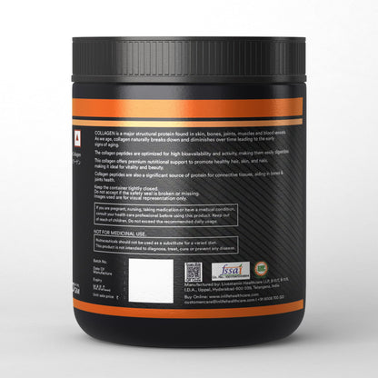 INLIFE Japanese Collagen Powder, Wellnex Clinically Studied Type 1 & 3, Glucosamine Hyaluronic Acid Vitamin C, Skin Hair & Joint Health, Orange 60g