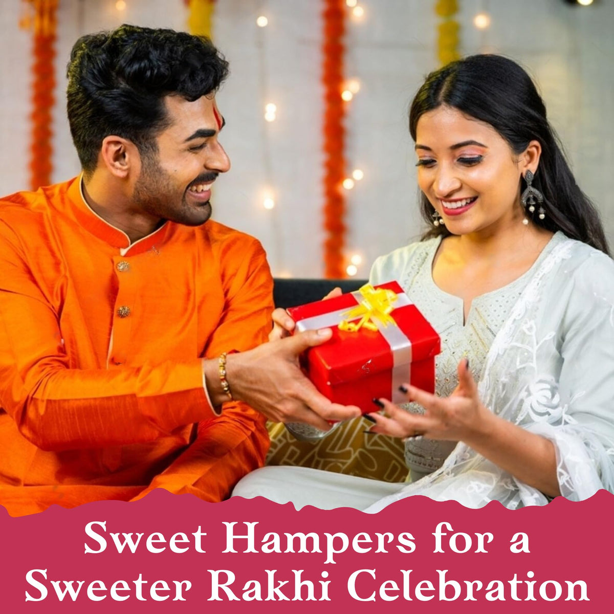 THE SWEET BLEND Raksha Bandhan - Rakhi Gift Hamper 700g Soan Papdi & Kaju Katli with Red Kundan Rakhi | Traditional Indian Mithai & Designer Rakhi Combo