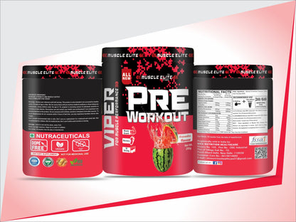 MUSCLE ELITE FITNESS Pre Workout Body Supplement – 255g, Watermelon Flavour