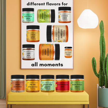 The Humble Craft Mexican Cheese Popcorn Seasoning Powder - Fajita, Fries, Taco/Tacos, Nachos, Tortillas, Burrito, Enchilada - Cheese Powder - 250gms