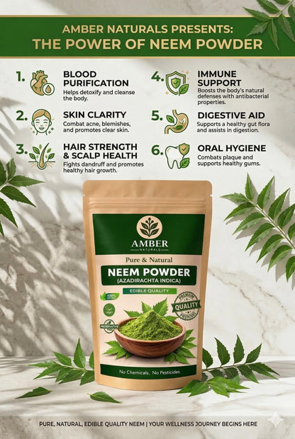 AMBER NATURALS Neem Powder, 100% Pure & Natural, for Skin, Hair and Health Care, 200g