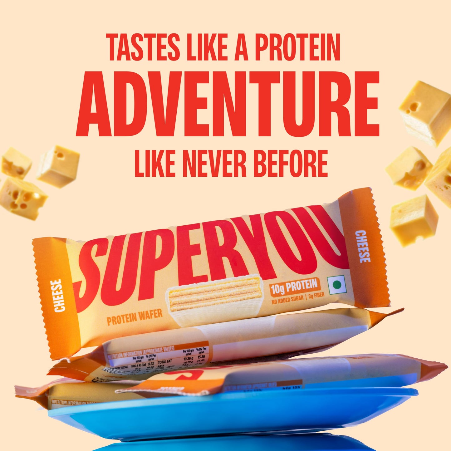 SuperYou Cheese Protein Wafer Bars (Pack of 10)|10g Protein, 3g Fiber,- image 3
